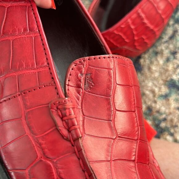 Tod’s Alligator Crocodile Pointed Toe Drivers Loafers Shoes with storage bag - Picture 9 of 12